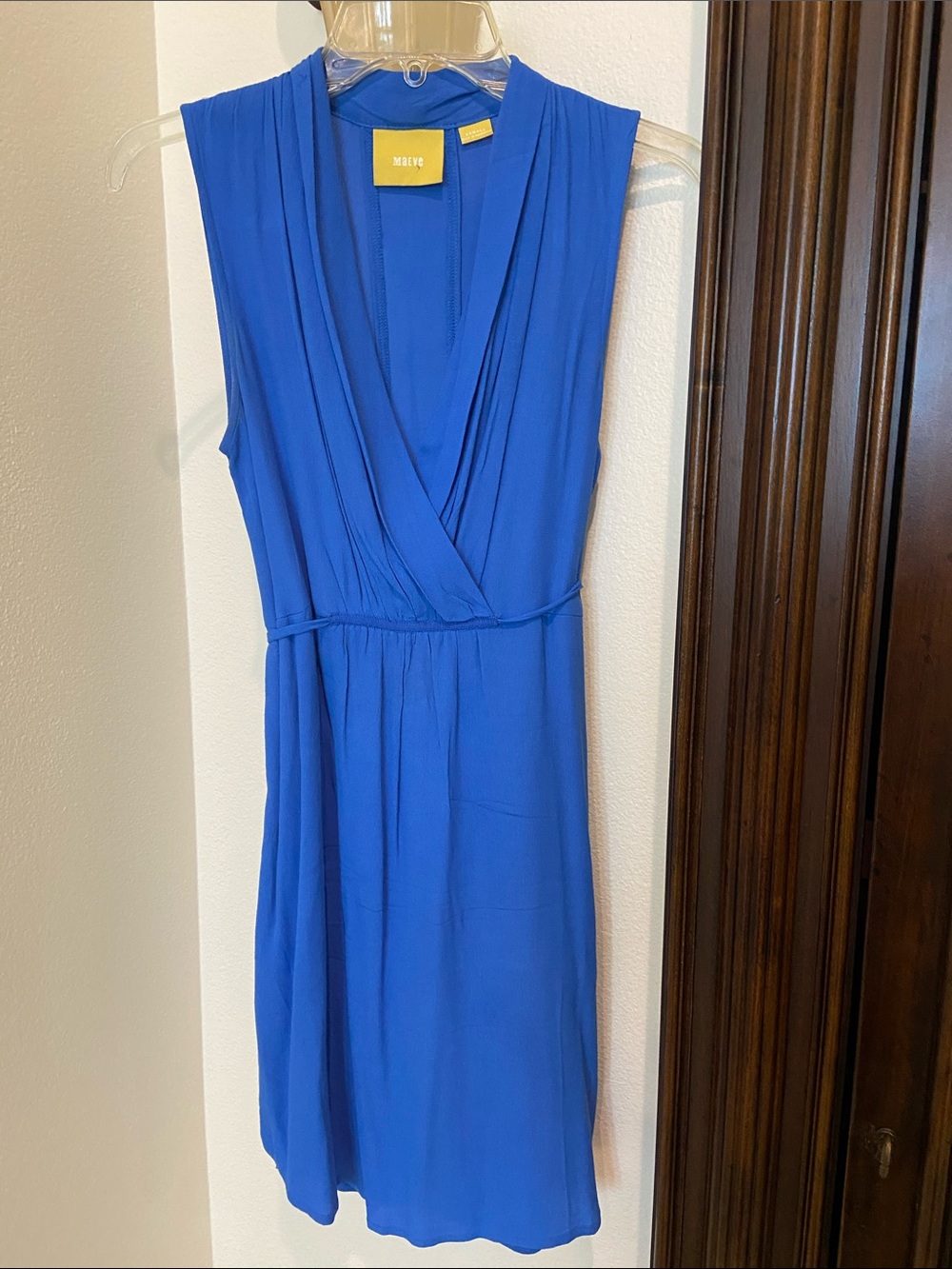 Maeve (from Anthropologie)Sleeveless Cobalt Blue Faux-Wrap Dress